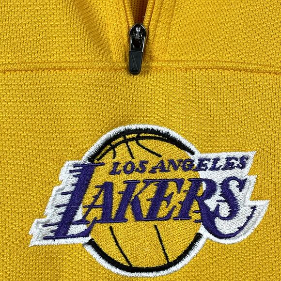 VTG Nike Team NBA Los Angeles Lakers Warmup Jersey XXL Yellow Purple LA Y2K - Picture 7 of 15